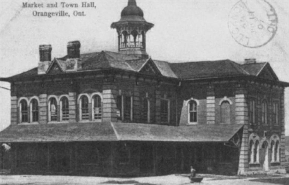 Orangeville butcher at the town hall and market.