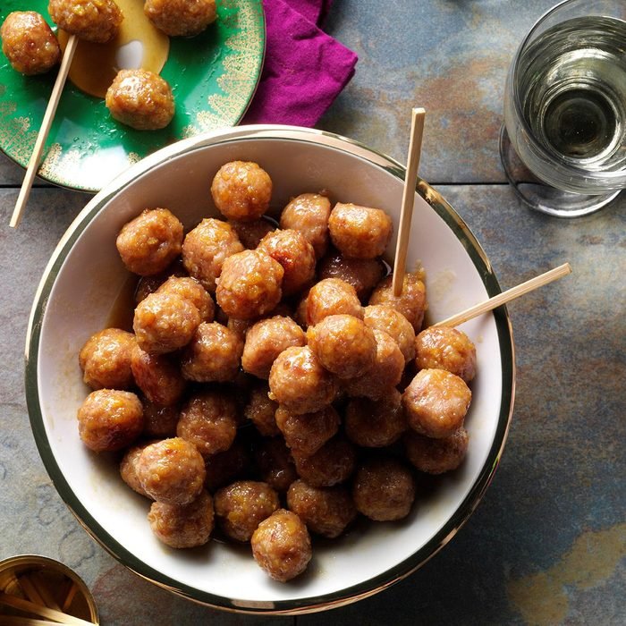 Ham Balls with Brown Sugar Glaze Recipe by Taste of Home.