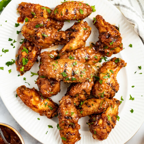 Spicy Peach Bourbon BBQ Sauce Chicken Wings